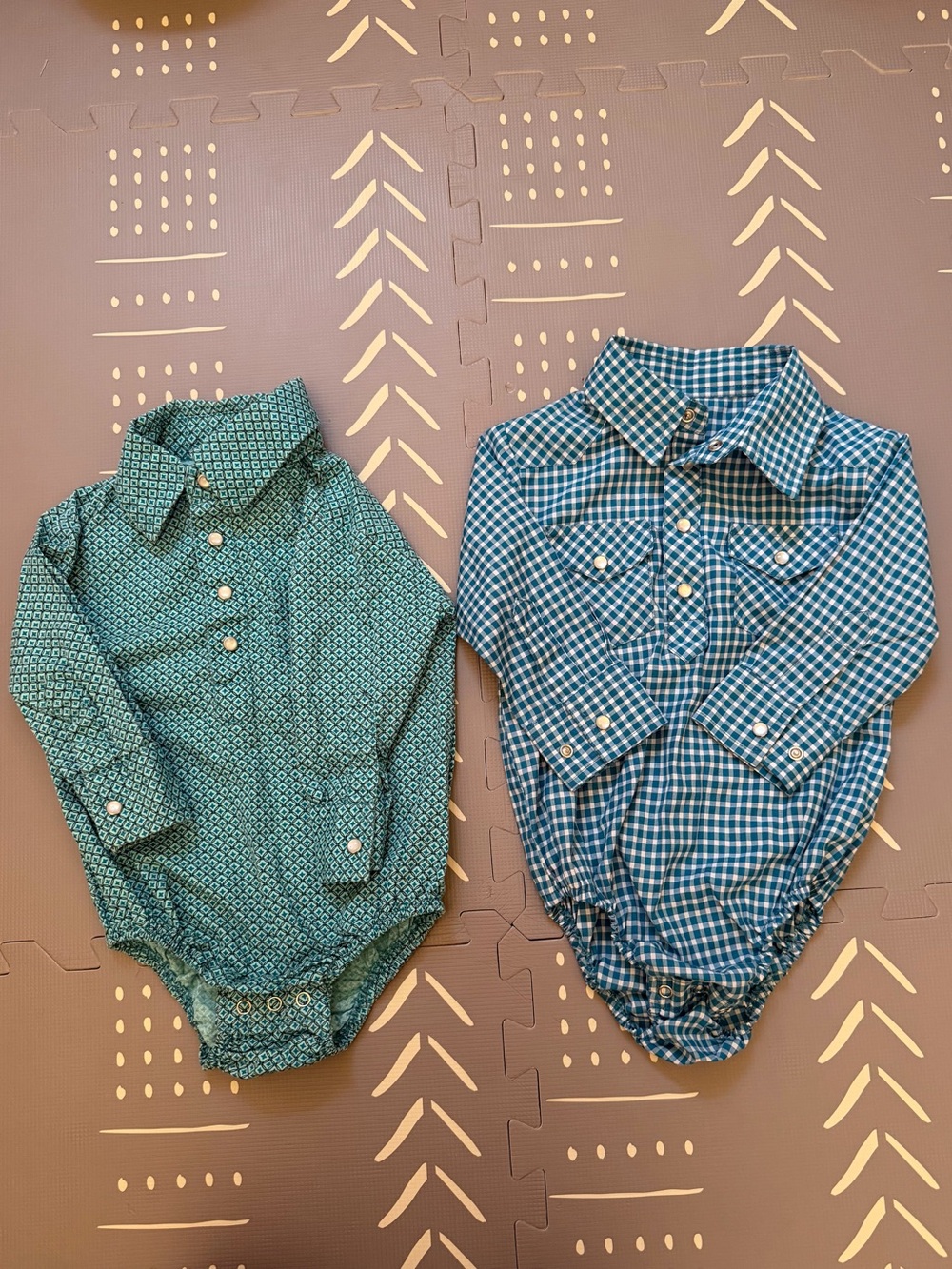 Red River Outfitters Western Pearl Snap Bodysuit 2-piece set 9-12M